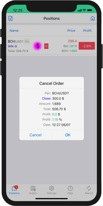 Trading Terminal: Cancel Order